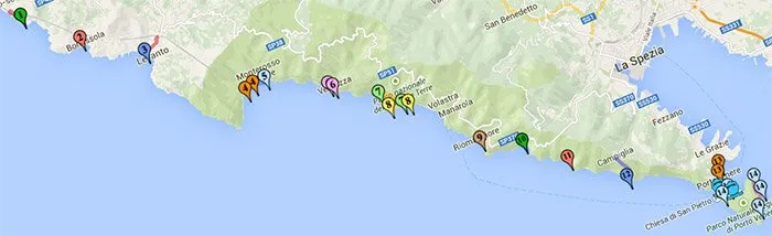 Wszystkie plaże Cinque Terre